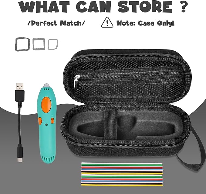 Case Compatible with 3Doodler Start+ Essentials for 3D Pen Set for Kids, Carrying Holder Fit for Printing Pens,Storage Organizer for Printing Filament Refill,Micro-USB Charger (3D-01-Black) - Image 5