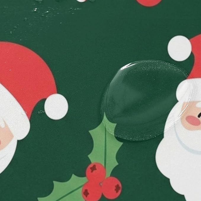 Christmas Santa Leaf Green Shower Curtain Liner 72×72 inch for Bathroom Curtain Anti Mold Shower Curtain with Hooks Bathroom Accessories - Image 4