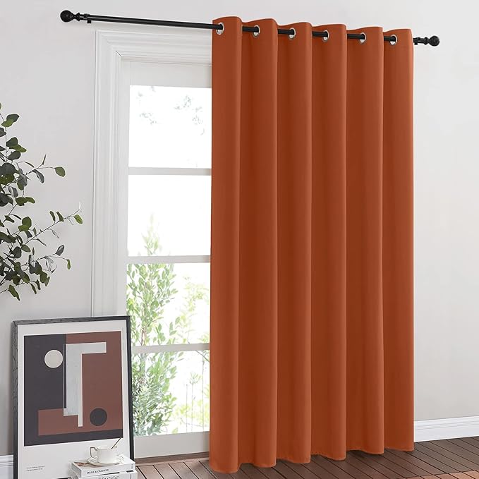 NICETOWN Room Divider Curtain 84 inch Length, Grommet Privacy & Noise Reducing Room Divider Thermal Insulated Window Drape for Sliding Glass Door (1 Panel, Burnt Orange, W80 x L84) by NICETOWN
