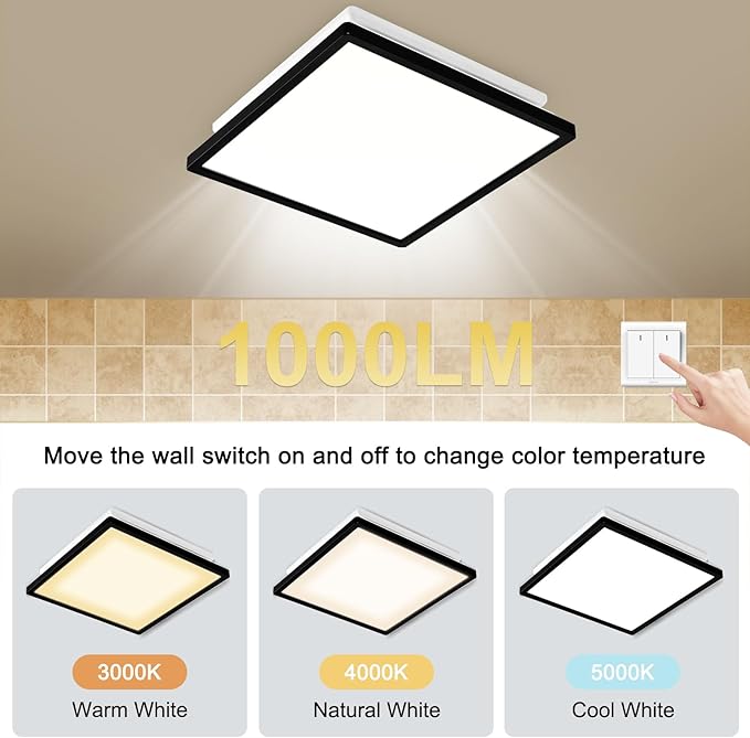 Tech Drive Bathroom Exhaust Fan with Light,110CFM,Super Quiet Bathroom Ventilation Fan,1000lm Dimmable 3CCT LED Light 3000K/4000K/5000K Selectable, Energy Star Bath Fan, Decorative Black Trim - Image 4