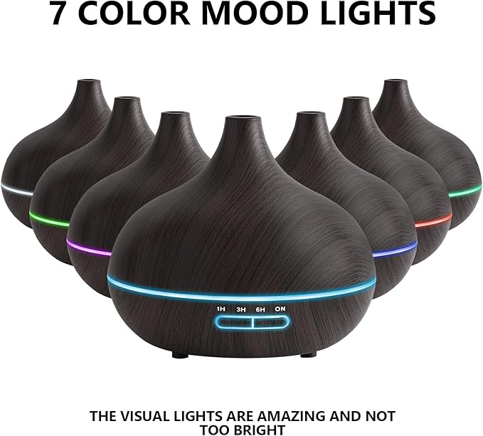Diffusers for Essential Oils Large Room, 550ml Essential Oil Diffusers with Remote Control, Ultrasonic Oil Diffuser with Timer, 7 Colors Light for Bedroom - Image 5