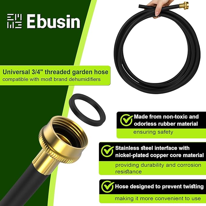12FT Dehumidifier Drain Hose with 3/4 Inch FHT Connector, Featuring Rust-Resistant Brass Fittings for Leak-Proof Connection, Perfectly Compatible with Most Dehumidifier Brands(7 Length Options) - Image 3