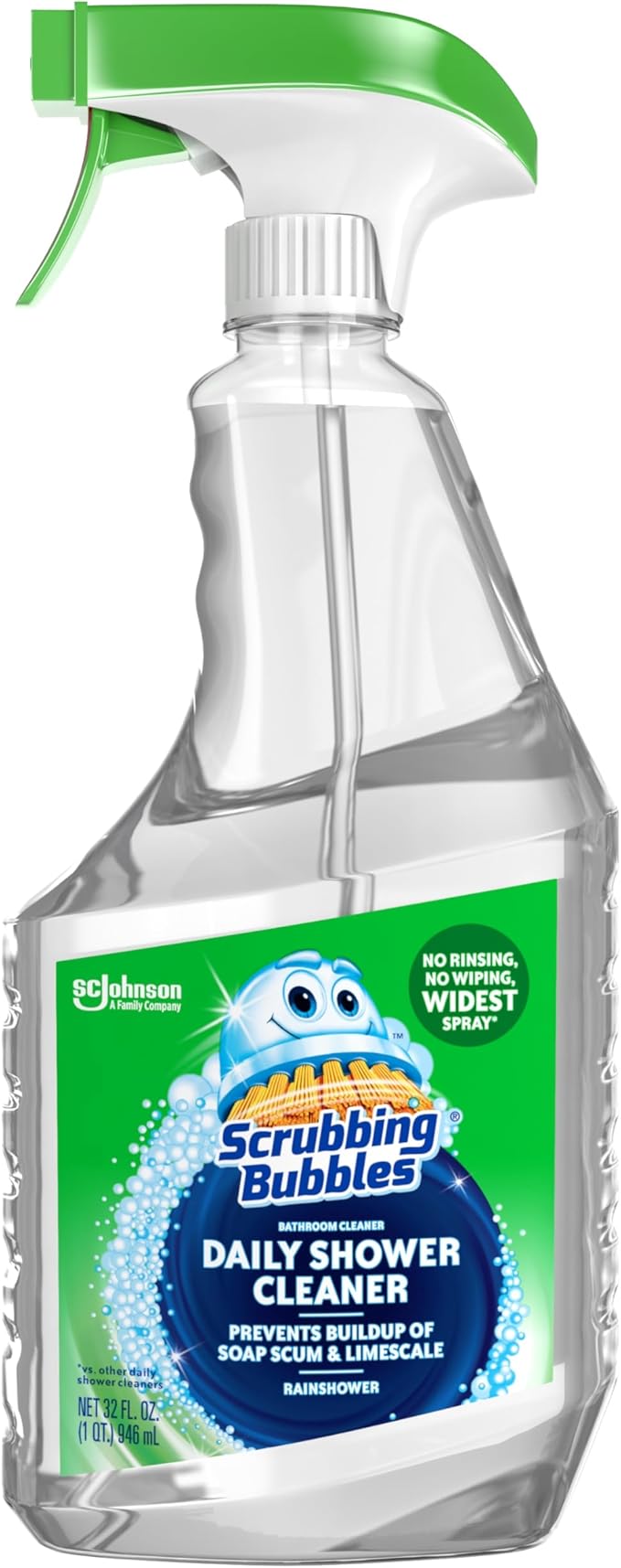 Scrubbing Bubbles Daily Shower and Cleaner Spray, Removes Mildew, Mold, and Soap Scum on Showers, Bathroom Floors & Tiles, Rainshower Scent, 32oz by ScrubbingBubbles