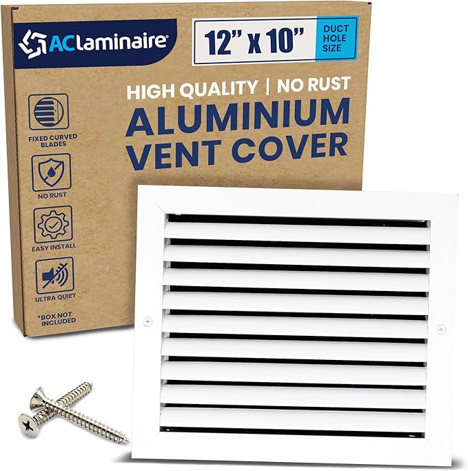 12x10 Inch (Duct Opening) Air Return Vent Cover Decorative – Premium Aluminum AC Vent Cover for Ceiling & Wall, Rustproof Grille, Ideal for Home HVAC Grille, Durable & Easy to Install by ACLAMINAIRE by LAMINAIRE
