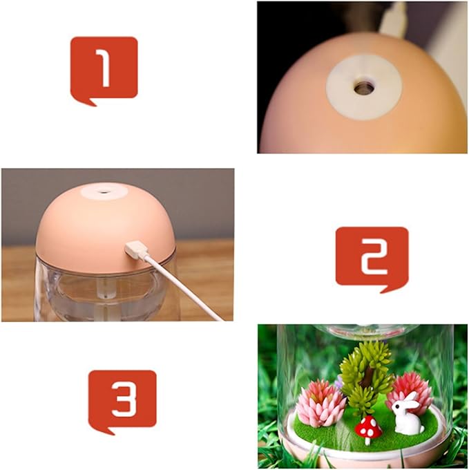 Micro Landscape Humidifier with Changing Led Light,Adjustable Mist Mode, Waterless Auto Shut-off,for Bedroom,Office,Car (green) - Image 3