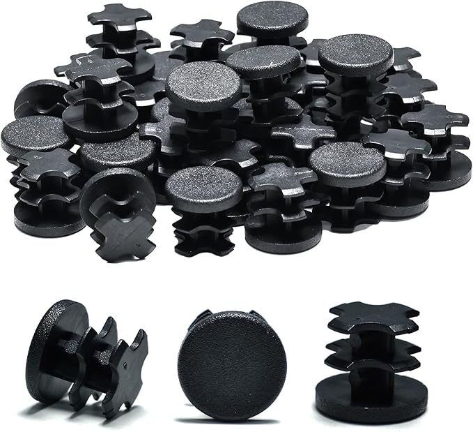 1/2" (13mm) Plastic Hole Plugs Black -Round Chair Leg Caps, Flush Mount Pipe Plugs, Tubing End Caps for Metal&Wood Legs Tube, Outdoor Furniture Feet caps & Table Plastic Plugs, 24 PCS by EASYEAH