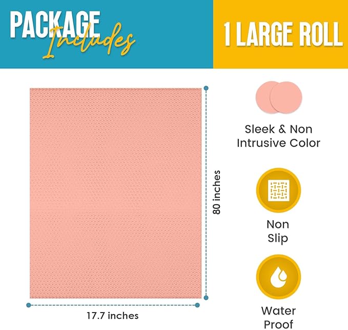 Refrigerator Liners for Shelves by Linda’s Essentials - Easy to Clean Fridge Liner with Spill Protection Fridge Shelf Liners & Drawer Liner, Nonslip BPA-Free Refrigerator Mats (Pink Roll) - Image 3