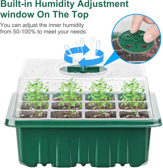 12 Pack Seed Starter Tray Seed Starter Kit (144 Cells Total Tray) with Humidity Adjustable Dome, for Seeds Growing Starting Plant Germination Trays, Mini Green House Germination Trays. - Image 3