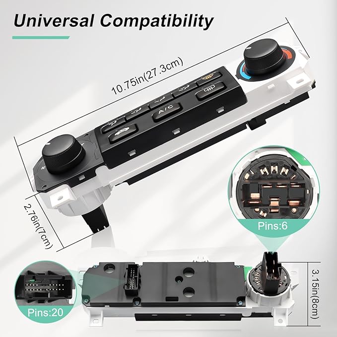 79600-S84-A01ZA Heater Climate Control Switch Compatible with 1998-2004 Honda Odyssey, 1998-2000 Honda Accord 2.3L L4/3.0L V6 AC Control Panel, 79600S84A01ZA 599-268 HVAC Control Panel - Image 2