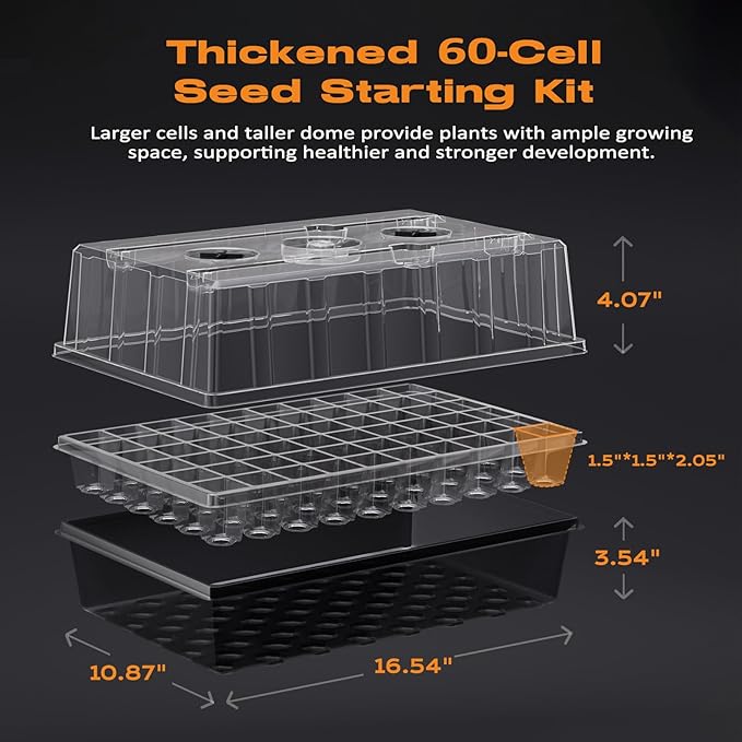 120-Cell Self-Watering Seed Starter Tray with Grow Light, Seed Starter Kit with 4.07” Humidity Dome, Indoor Seedling Starter Tray, Seed Starting Trays for Plant Germination, Seeds Growing - Image 4