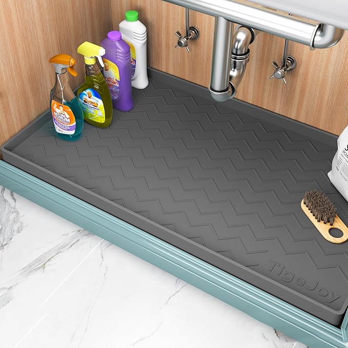 TigeJoy 22" x 22" Under Sink Mats for Kitchen Waterproof, Leak-Proof Silicone Mat Sink Protector and Cabinet Liner, Kitchen Essentials Organizer and Storage, Boot or Shoe Tray, Pet Feeding Mat by TigeJoy