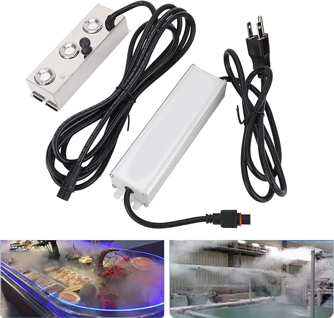 Garosa Ultrasonic Mist Maker, 3 Head Stainless Steel Fogger IP67 Water Proof Power Supply for Indoor Outdoor Landscape Garden Humidifier (US Plug) - Image 4