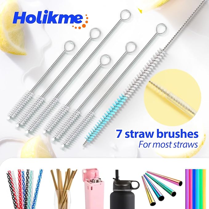 Holikme Bottle Brush Tube Cleaning Lab Set with Long Handle, Cup Cleaner for Washing Narrow Neck Beer Wine Decanter Pipes Lids Sinks Cap Covers, Azul - Image 5