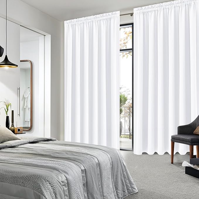 DWCN White Curtains for Living Room Thermal Insulated, 50% Light Blocking Curtains for Bedroom, Dining Room Window, W 70x L 84 Inch, Set of 2 Rod Pocket Curtain Panels - Image 2