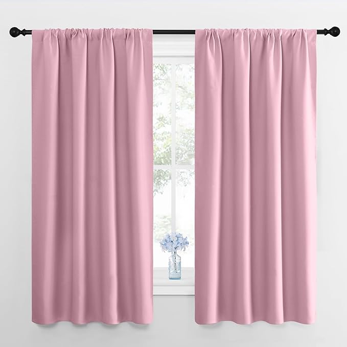 NICETOWN RV Blackout Curtains for Camper Windows, Rouge Pink, 29" Wide by 50" Long, 2 PCs, Short Blackout Curtains & Drapes, Thermal Insulated Blackout Curtain Panels for Kids Room, Play Room by NICETOWN