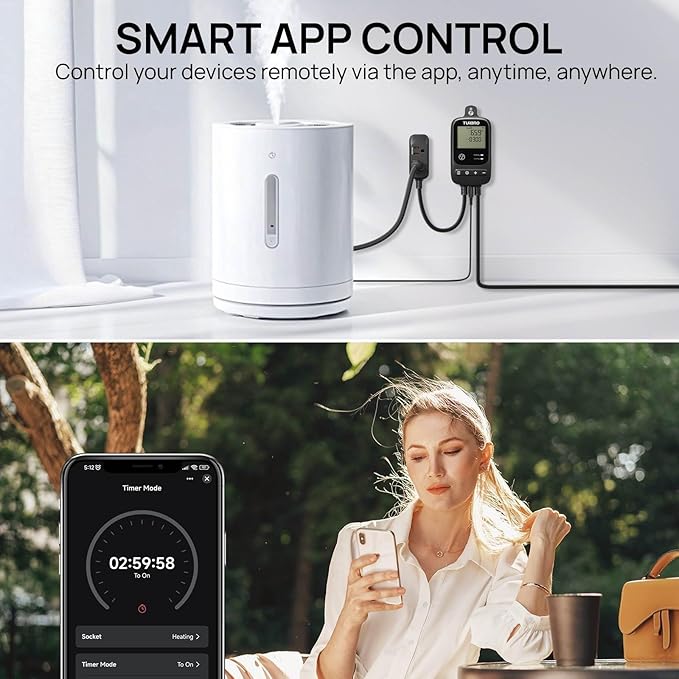 TURBRO Smart Temperature Controller Heating Cooling, WiFi-Enabled Thermostat with Timer and Temperature Monitoring for Home Brewing, Seedling, Greenhouse, and Reptile Terrarium, TC01 - Image 5