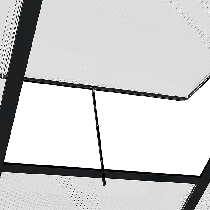 Outsunny 6' x 10' Greenhouse for Outdoors, Polycarbonate Greenhouse with Rain Gutter and Roof Vent, Aluminum Walk-in Green Houses for Outside for Patio Backyard Garden, Gray - Image 9