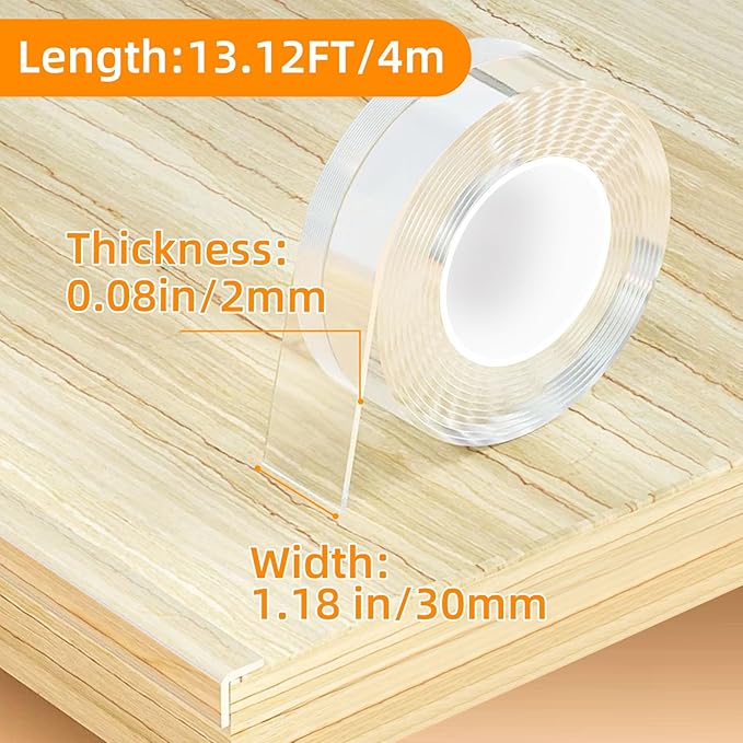 1.18 in x 13.12 FT,Clear Edge Protector Strip Sharp Edge Wrap Cover Tape,Self Adhesive Protective Bumper Guards for Cabinet Door Desk Glass Table Bed Furniture, Kitchen Countertop, Waterproof - Image 2
