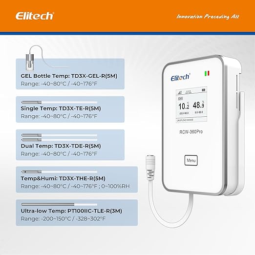 Elitech Temperature and Humidity Probe for RCW-360Pro, -40 to 176°F, 0~100% RH, 16.4ft Cable Auto-Detection Digital Sensor with Calibration Certificate for Medical Pharma Validation, HTD3X-THE-R-5M - Image 4