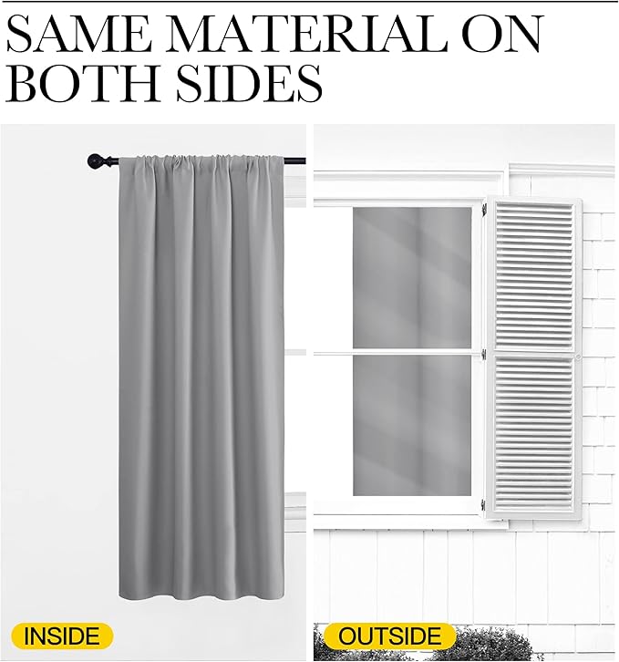 NICETOWN Kitchen Window Curtains 63 Long - Home Decoration Thermal Insulated Rod Pocket Blackout Blinds & Drapes for Small Windows (Silver Grey, 2 Panels, W34 x L63 -Inch) - Image 6