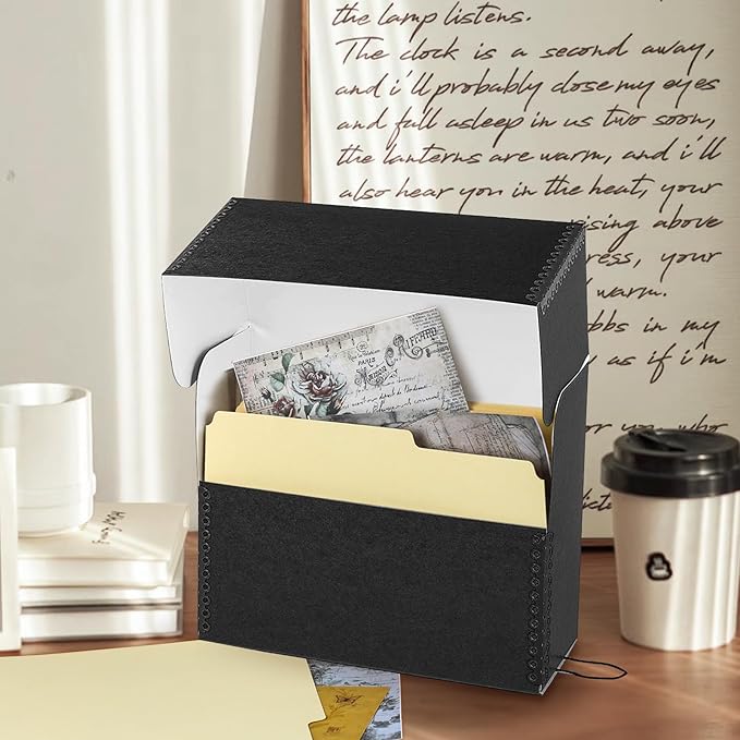 Lineco Archival Document Storage Box with Metal Edge, Acid-Free Black Boxboard, Organize and Store Files, Prints, Photos, Letter-Sized Case 12.5" x 10.5" x 5" Wide, Pack of 2 - Image 7