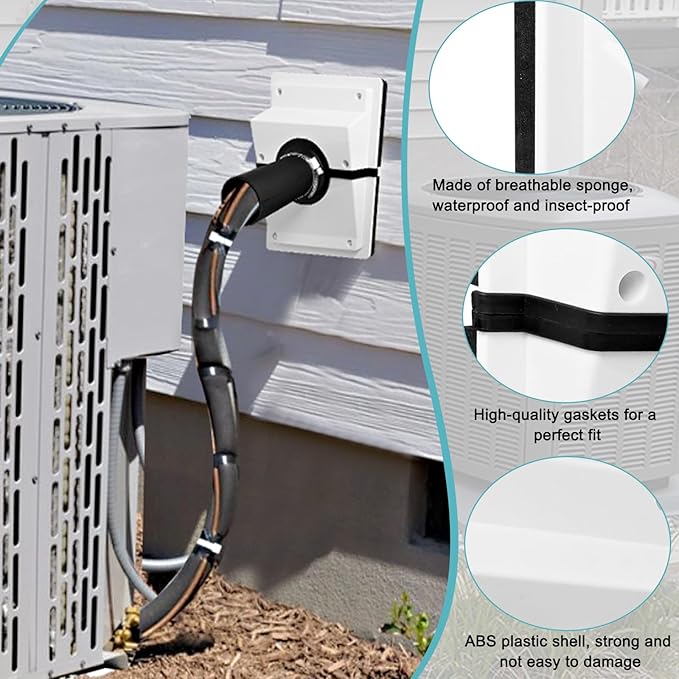 HVAC Wall Penetration and Duct Kit Cover, Split Air Conditioning Duct Kit Wall Cover, Easy to Install HVAC Wall Penetration for Indoor and Outdoor Air Conditioning Systems(White) - Image 3