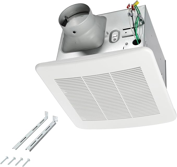 Amazon Basics AB-BV100 Bathroom Exhaust Fan, 110 CFM, 1.0 Sone, Ultra Quiet Operation, ENERGY STAR Certified, White by AmazonBasics