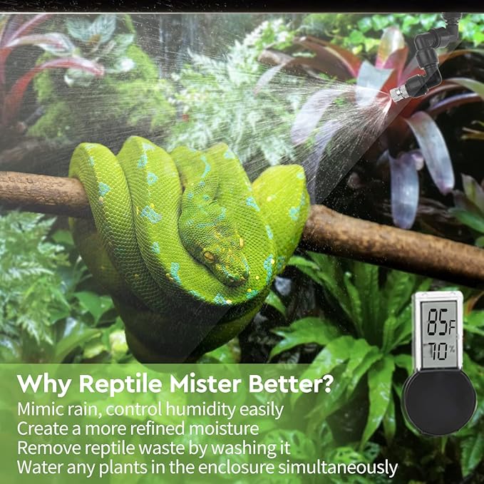 moistenland Reptile Humidifier, Misting System for Terrariums, Automatic with Adjustable Spray Nozzles, Black - Image 2
