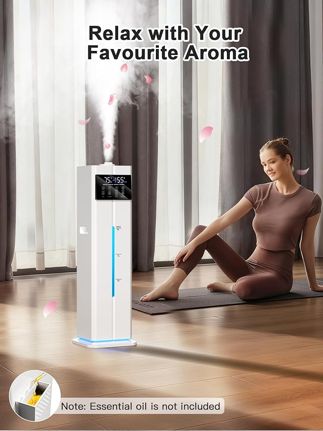 9L/2.4Gal Smart Cool Mist Humidifier, Top Fill Quiet Humidifier Large Room, Covers 550ft², App & Remote Control, 60H Runtime, 7 Colors Light, 4 Mist Modes Humidifiers for Bedroom, Office, White - Image 9