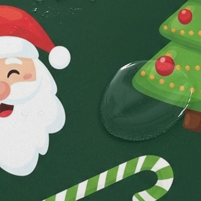 Christmas Green Santa Shower Curtain Liner 72×72 inch for Bathroom Curtain Anti Mold Shower Curtain with Hooks Bathroom Accessories - Image 4