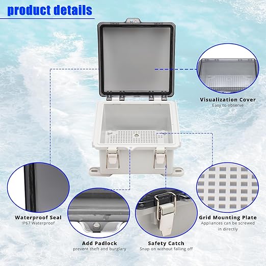 MAKERELE Small Junction Box Plastic Hinged Cover Transparent Lid IP67 Outdoor Electrical Project with Plastic Enclosure 5.9×5.9×3.5 inch(150×150×90mm) - Image 4