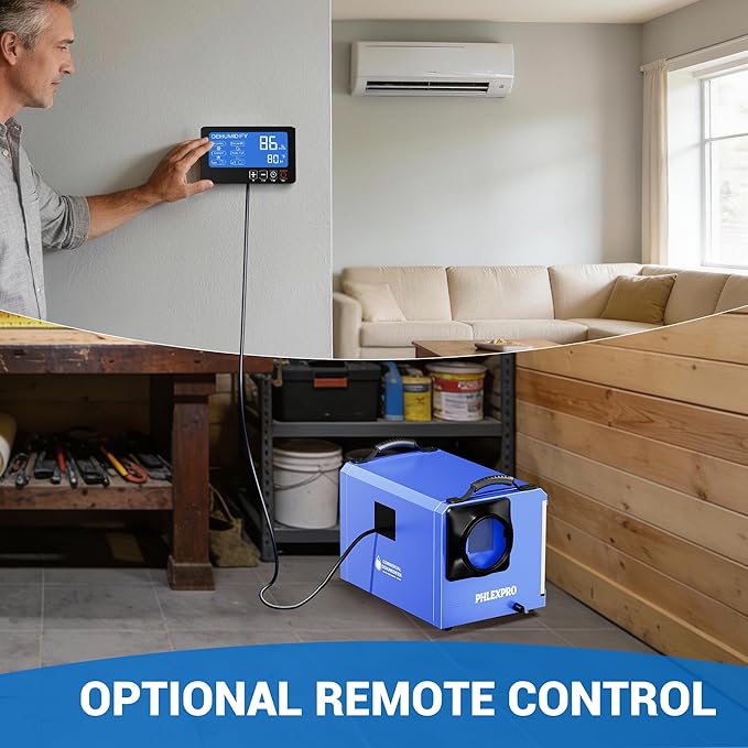145 Pint Commercial Dehumidifier with Drain Hose for Crawl Spaces, Basements, Industry Water Damage Unit Restoration for up to 6000 Sq.Ft, Auto Defrost, Memory Starting, Blue(Gift Directional Wheels) - Image 6