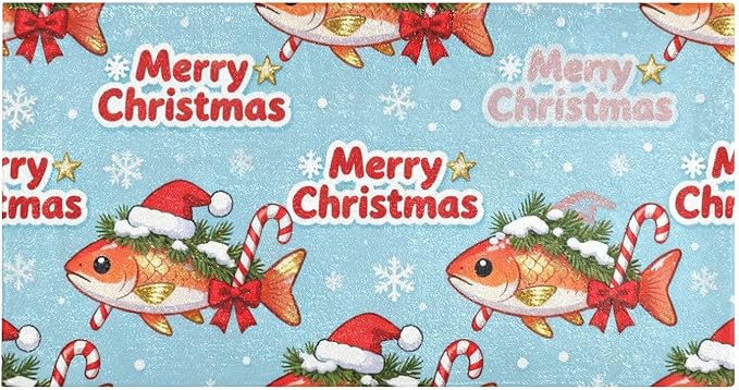 Merry Christmas Golden Salmon decorative mats for inside anti-mold bathroom rugs for entrance hall accessories 39x20in tapetes para ba?o by Unknown