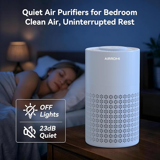 AIRROMI Air Purifier for Bedroom with HEPA 3-in-1 Filter, Pet Air Purifier for Home Cat Pee Smell, Covers Upto 990 Ft², Quiet 360° intake Air Cleaner for pet hair,allergies,Dust,Smoke A2001 Blue - Image 6