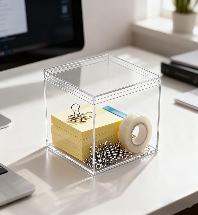 Acrylic Box Clear Display Boxes with Lids 4 Packs 5.9x5.9x5.9Inch Acrylic Square Cube Decorative Boxes Jewelry Storage Box for Valentine's Day Gift Wrap Candy Containers - Image 4