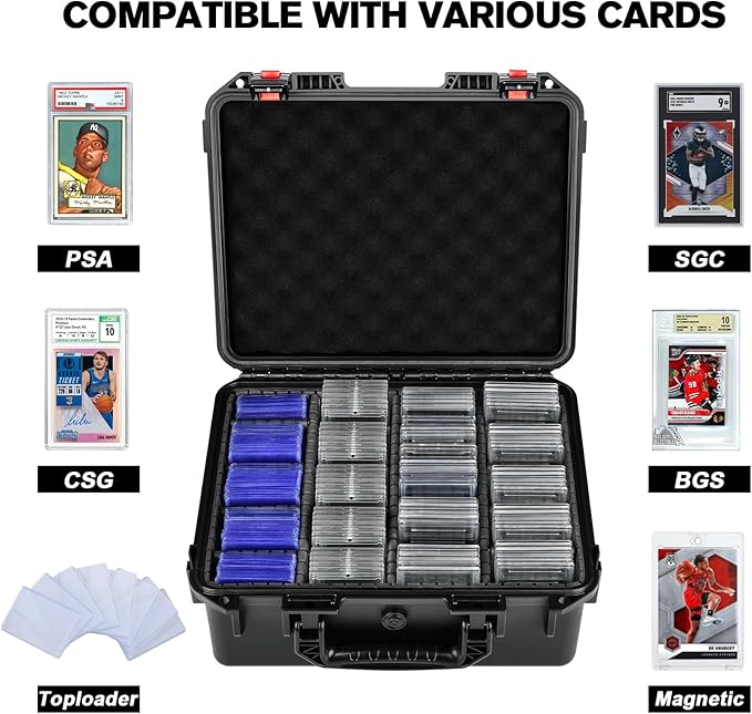 Card Storage Box for Graded Sports Cards - Extra Large Baseball Card Storage Box with 16 Dividers for PSA BGS SGC | Waterproof Trading Card Storage Case Fits Slab, Top Loader, Magnetic - Image 2
