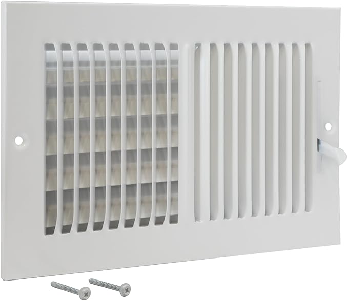 EZ-FLO 10 x 6 Inch (Duct Opening) Air Vent Cover for Wall or Ceiling, Two-Way Ventilation Register, Solid Steel HVAC Register Cover, White, 61610 by EZ-FLO