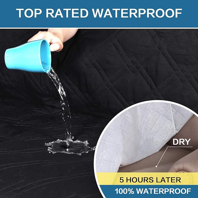 H.VERSAILTEX 100% Waterproof Sofa Slipcover Washable Armchair Cover Non-Slip Furniture Protector for Living Room Couch Cover for Pets Chair Cover with Puppy Paw Silicone Backing (Armchair, Black) - Image 4