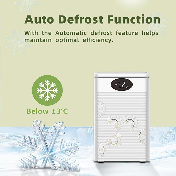 MTOX® Dehumidifier, 75oz Small Quiet Dehumidifiers for Home Bathroom Bedroom Basement RV,Sleep Mode, Auto Shut Off, 7 Colors LED Light, Green and white - Image 9