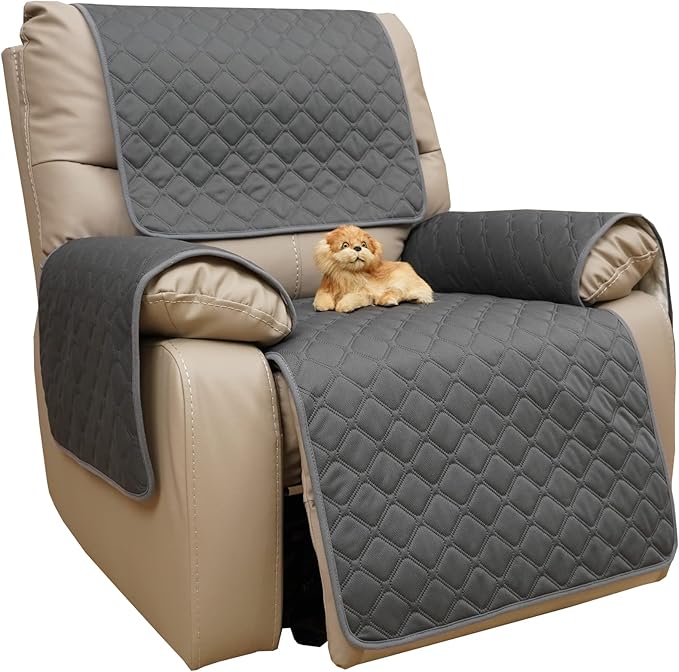 Eismodra Waterproof Recliner Chair Covers for Reclining Couch Slipcovers Seat Cushion,Anti-Slip Sofa Cover for Dogs Pets Furniture Protector Washable,Gray Set (4 Pieces) by Eismodra