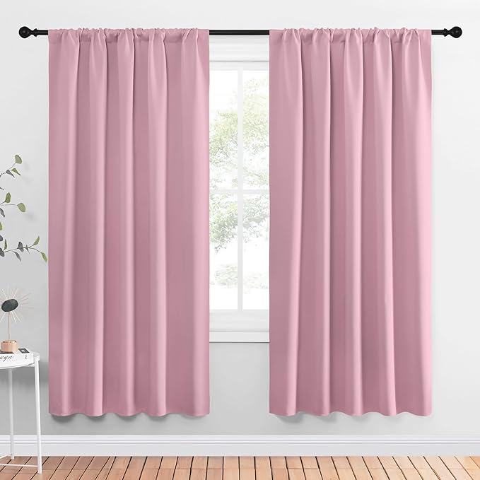 NICETOWN Window Curtains Blackout Drapes, Rouge Pink, 1 Pair, 52 by 72-Inch, Thermal Insulated Solid Rod Pocket Blackout Curtains/Draperies for Living Room by NICETOWN