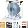 Filament Storage Box for 3D Printer, Dual-Outlet Airtight Dry Box with Ball-Bearing Spool Holder, Desiccant Dehumidifying Keeper for PLA PETG, Moisture-Proof Container with Tube Sealing Cap by FN