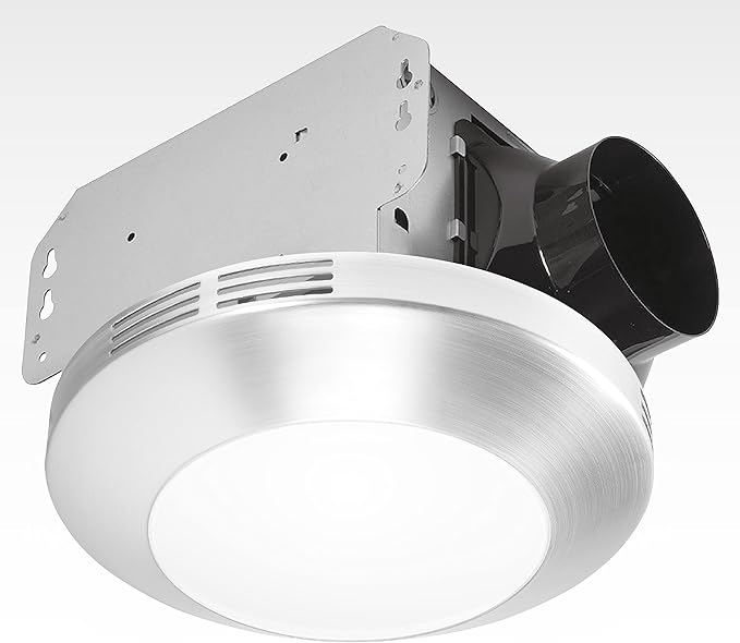 Homewerks 7117-01-BN Bathroom Integrated LED Light Ceiling Mount Exhaust Ventilation 1.1 Sones 80 CFM, Bath Fan Brushed Nickel by HomewerksWorldwide