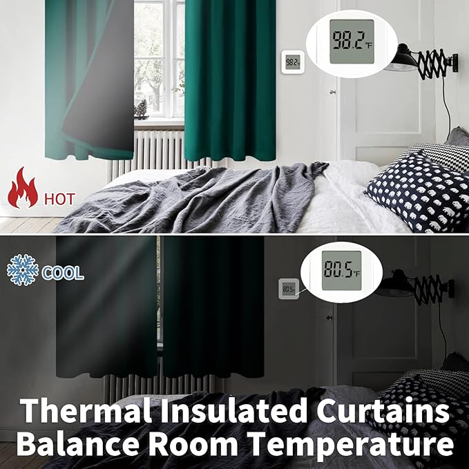 BGment Full Blackout Curtains for Living Room 72 Inch Length 2 Panels Set, Christmas Thermal Insulated Room Darkening Soundproof Rod Pocket Window Curtains for Bedroom, 52 Inch Wide, Emerald - Image 4