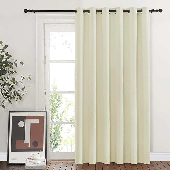 NICETOWN Blackout Sliding Door Curtain 84 inches Long, Grommet Patio Door Curtain & Drape Room Divider Sound & Light Blocking Privacy Thermal Drapes for Living Room (Beige, W80 x L84, 1 Panel) - Image 2