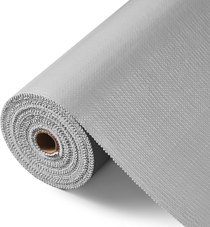 Drawer and Shelf Liner, Non-Slip Kitchen Cabinet Liners Non-Adhesive Thick Strong Grip Waterproof Washable Mats Protect Dresser Shelves Cupboard Bathroom Cabinets, Light Gray, 24 in X 20 FT by ALIUNI