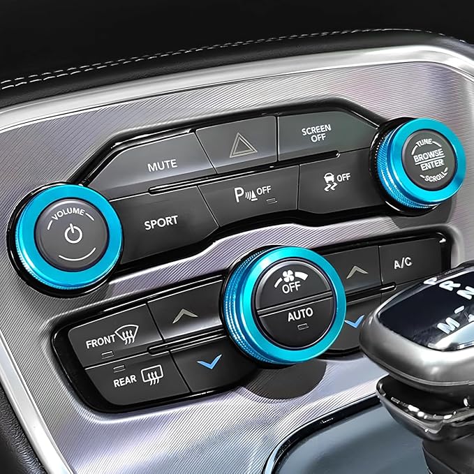 Auprite Climate Control Knob Covers for Challenger Accessories 2015-2023 2024, for Dodge Charger 2015-2023 2024, for Dodge Chrysler 300/300s 2015-2024,3Pcs Kit (Light Blue) - Image 6