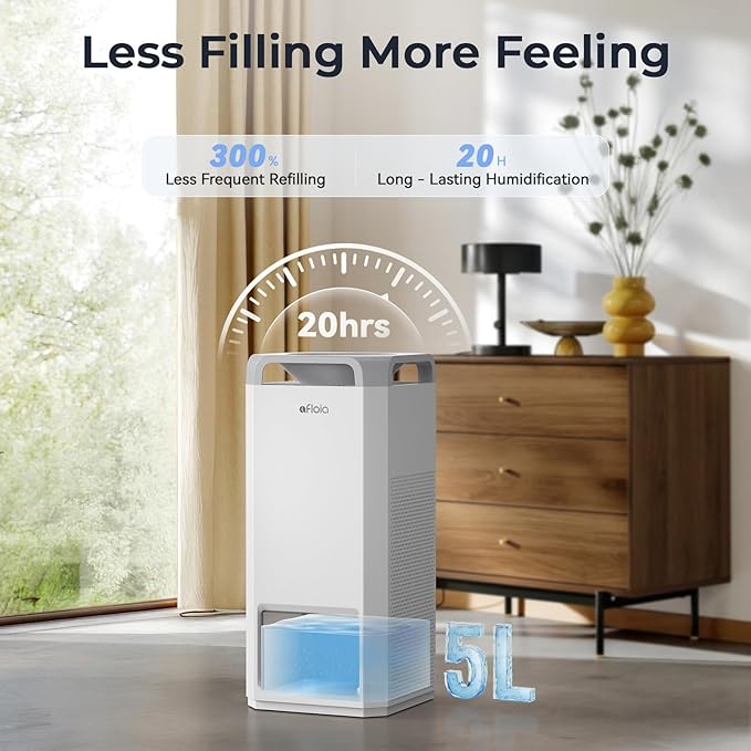 Afloia Humidifier for Bedroom Large Room - Mist Free Evaporative 2 in 1 Humidifier and Air Purifier in One Combo for Home with Top Fill 5L Tank/Humidity&Air Quality Sensor/2-24H Timer - Image 5