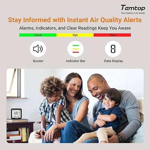 Temtop CO2 Monitor Indoor Air Quality Monitor 3 in 1 CO2 Meter(Temperature, Humidity and CO2), 180 Days Standby Time - Image 7