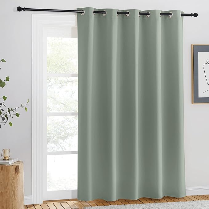 NICETOWN Blackout Sage Green Curtain for Windows 84 inch Long - Thermal Insulated Solid Grommet Room Darkening Drape Sound Reducing for Bedroom/Living Room (1 Panel, W66 x L84) by NICETOWN